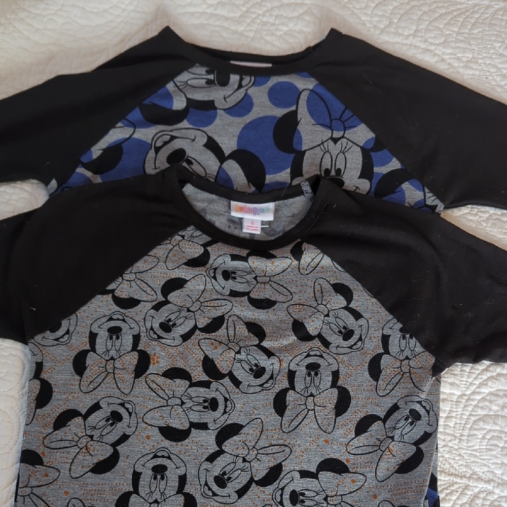 LuLaRoe Girls Minnie Mouse Baseball T-shirt Set Of 2 Size 6